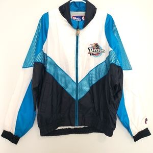 Vintage 90s Detroit Pistons Pro Player Windbreaker Grant Hill Rare LARGE USA NBA